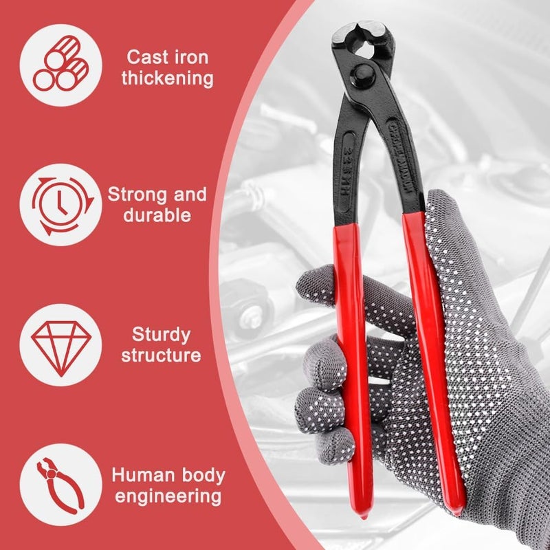 PUXING 9 inch Ear Clamp Pliers Ear Hose Clamps Tool with Gloves Pinch Pincer plier Nail Puller Ear Hose Clamps Pliers Nail Remover Pincer Crimper Tool for Pipe Hose Clamps(COLOR:as shown) - Image 4